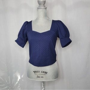 Anthropologie Maeve Velvet Polka Dot Top